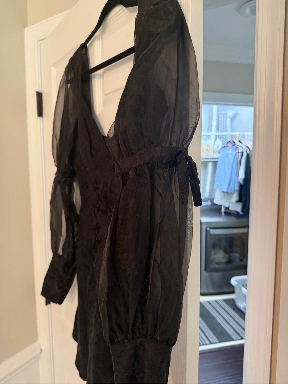 For Love & Lemons Black Floral V-Neck Dress - Picture 3 of 4